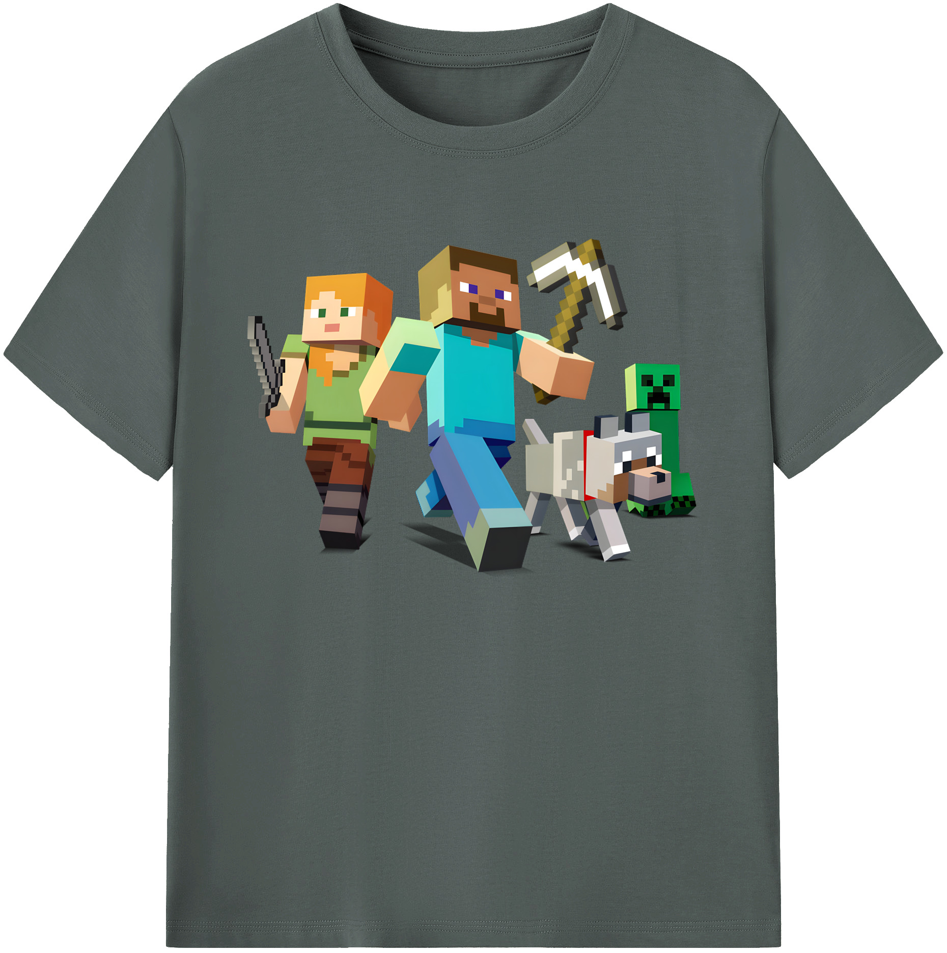 （画像用） マインクラフト ブロックの世界 Minecraft MC Block world 綿100％ メンズ半袖Tシャツ｜肌触りやわらか＆通気性